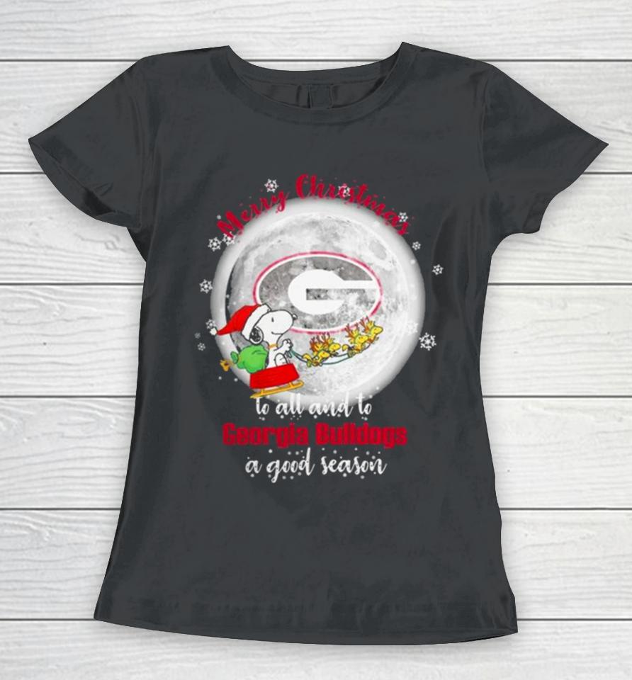 Santa Snoopy Merry Christmas To All And To Georgia Bulldogs A Good Season T Women T-Shirt