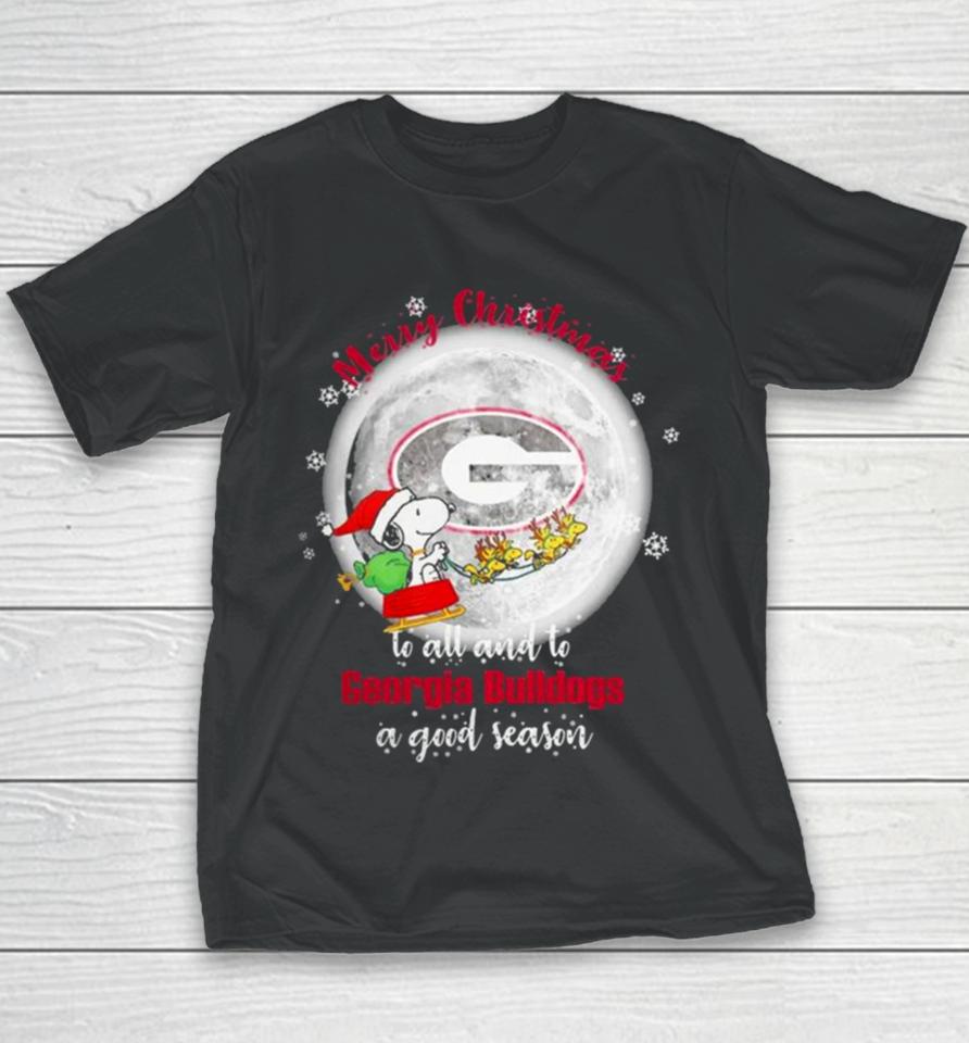 Santa Snoopy Merry Christmas To All And To Georgia Bulldogs A Good Season T Youth T-Shirt