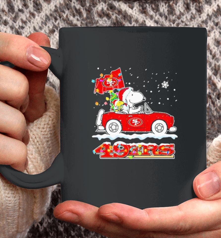 Santa Snoopy Peanut Driving Car San Francisco 49Ers Merry Christmas Coffee Mug