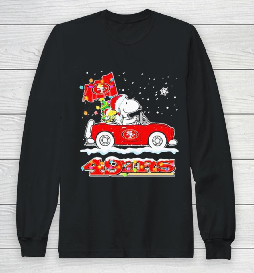 Santa Snoopy Peanut Driving Car San Francisco 49Ers Merry Christmas Long Sleeve T-Shirt