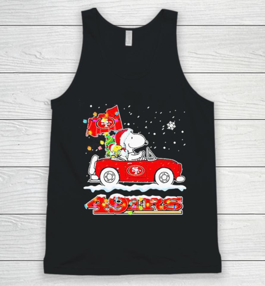 Santa Snoopy Peanut Driving Car San Francisco 49Ers Merry Christmas Unisex Tank Top