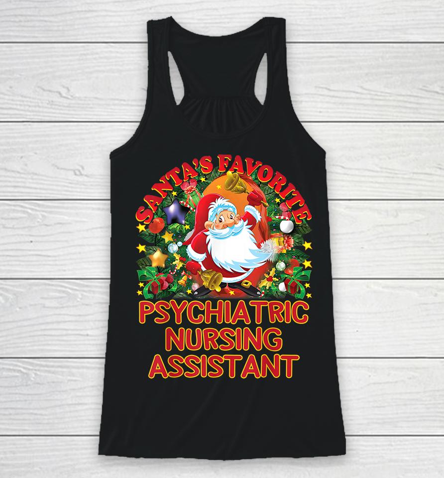 Santa's Favorite Psychiatric Nursing Assistant Racerback Tank