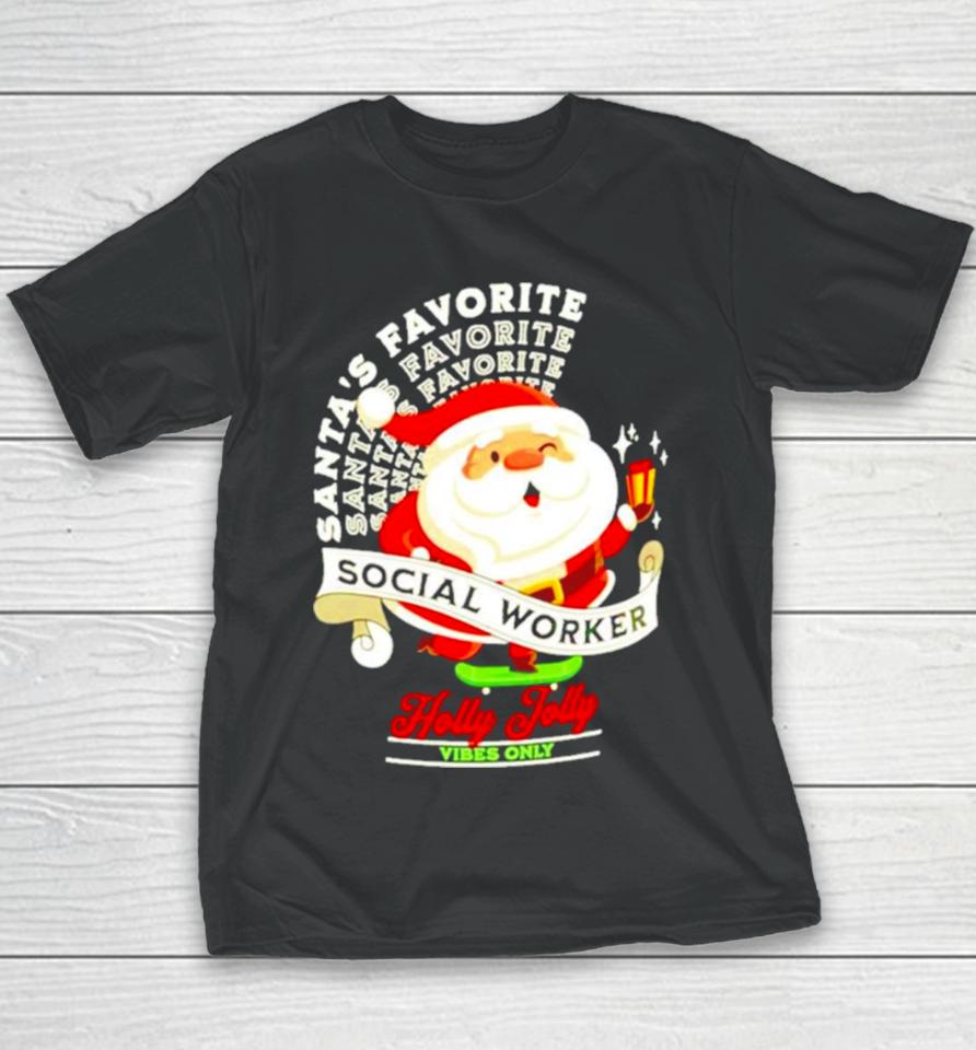 Santa’s Favorite Social Social Worker Christmas Youth T-Shirt