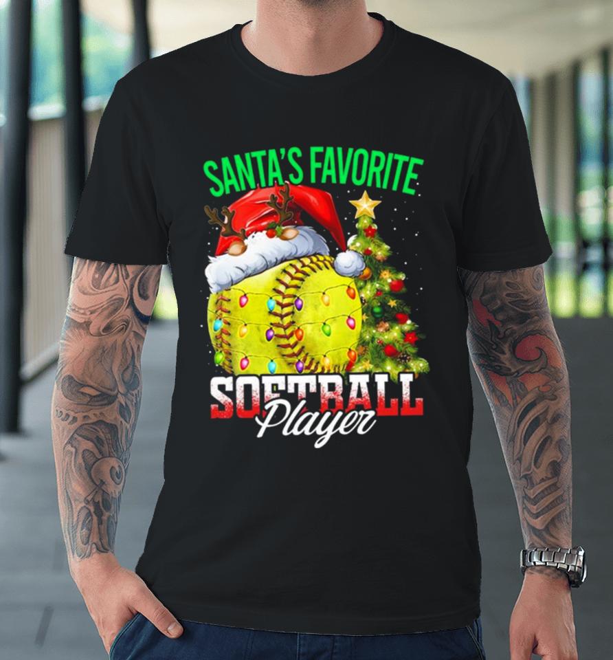 Santa’s Favorite Softball Player Christmas Tree Premium T-Shirt