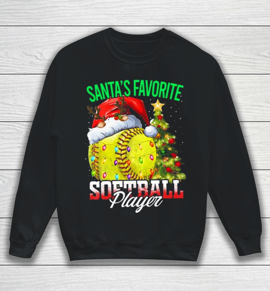 Santa’s Favorite Softball Player Christmas Tree Sweatshirt