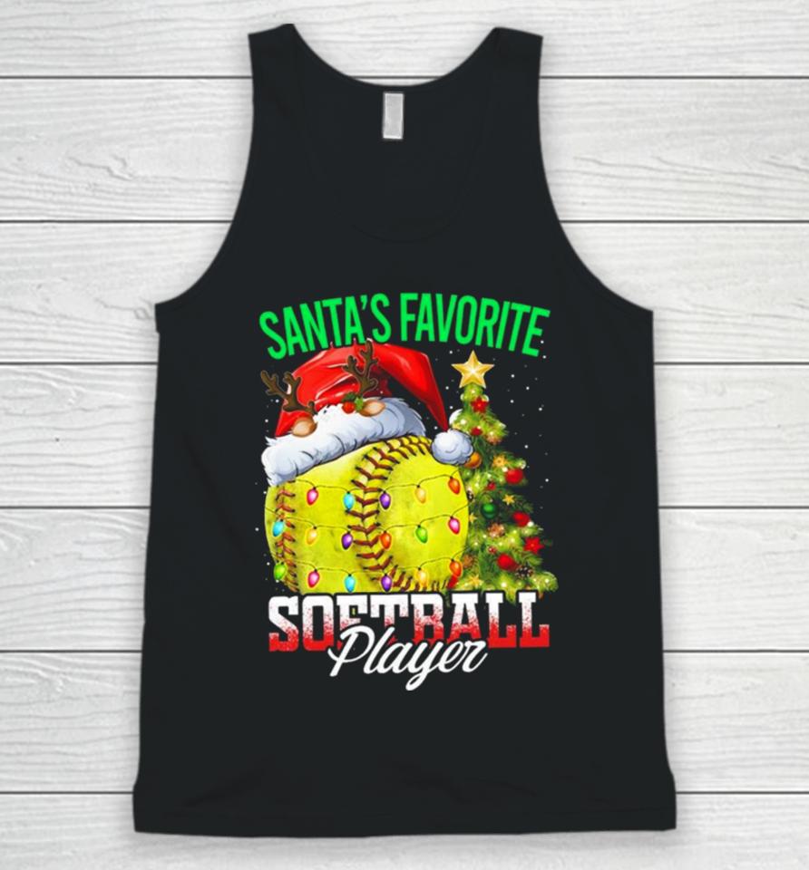 Santa’s Favorite Softball Player Christmas Tree Unisex Tank Top