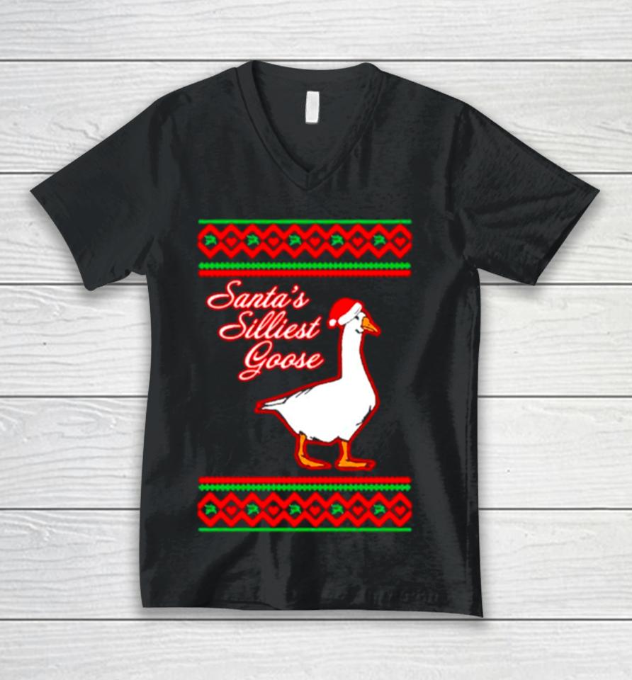 Santa’s Silliest Goose Tacky Ugly Christmas Unisex V-Neck T-Shirt