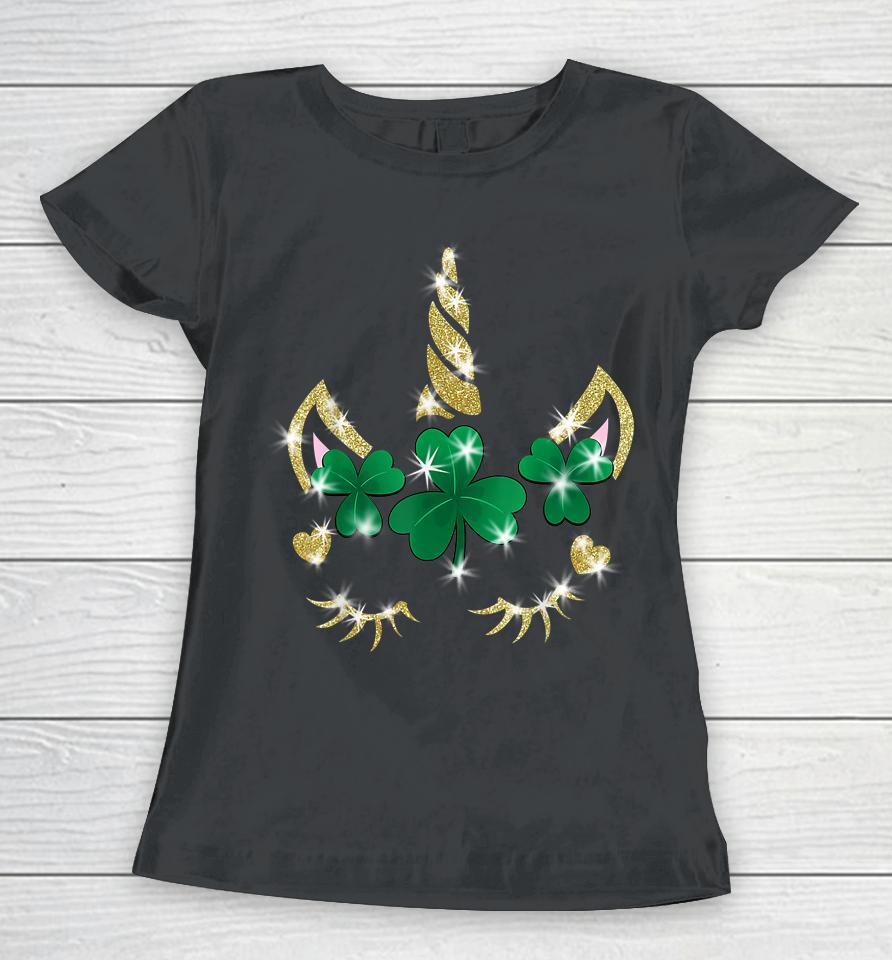 Sarcastic Unicorn Face Print Cute Saint Patrick's Day Girls Women T-Shirt