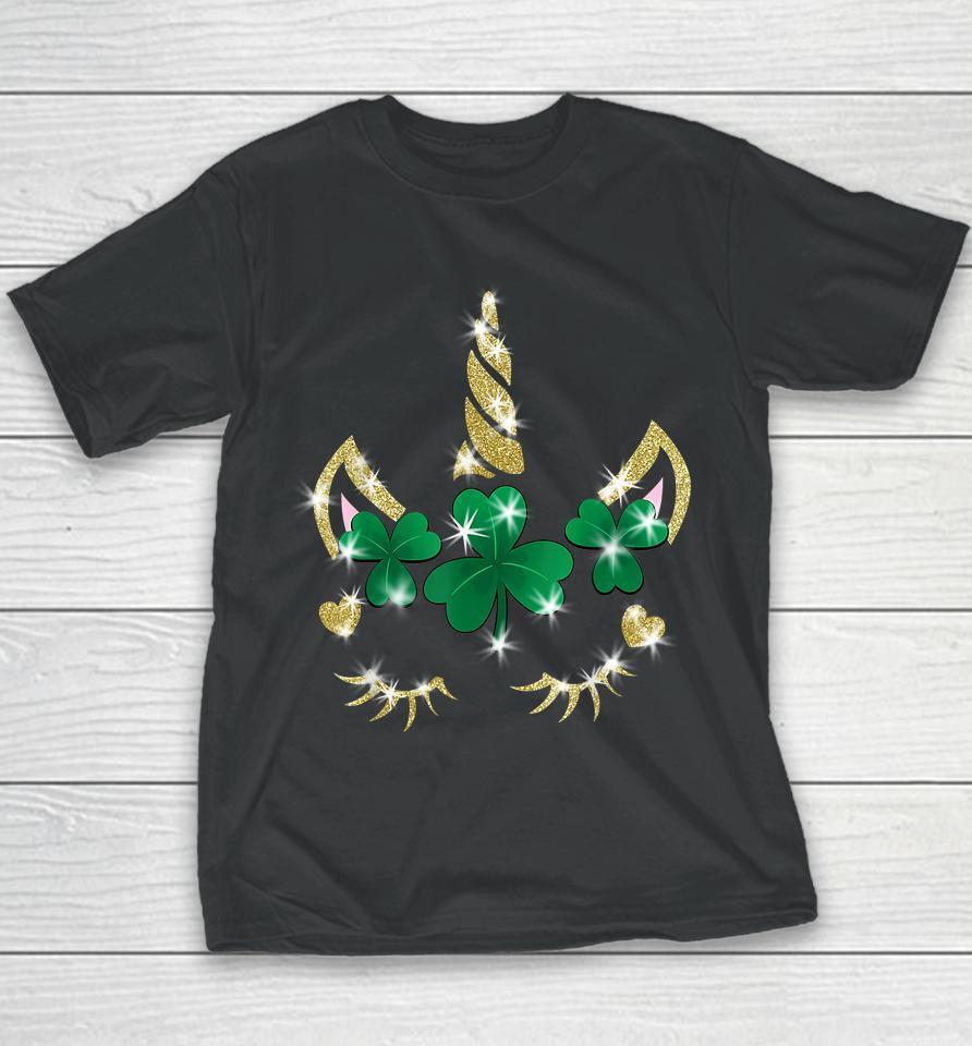 Sarcastic Unicorn Face Print Cute Saint Patrick's Day Girls Youth T-Shirt