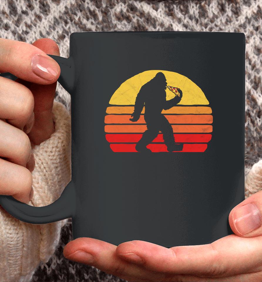 Sasquatch And Pizza Funny Eating Bigfoot &Amp; 80S Sun Graphic Coffee Mug