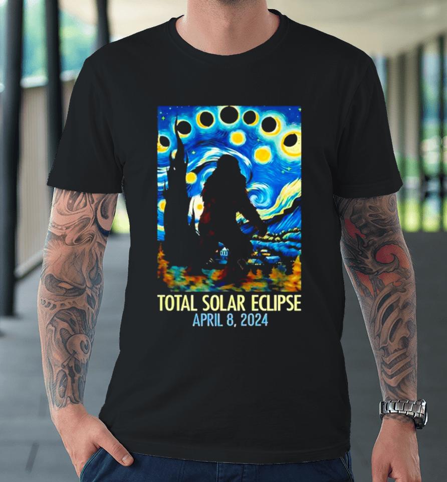 Sasquatch Bigfoot Staring At Solar Eclipse April 8Th 2024 Premium T-Shirt