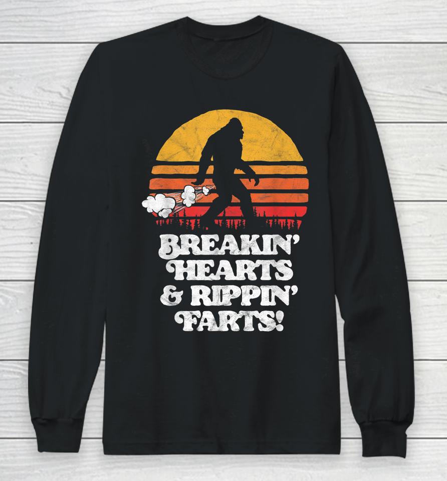 Sasquatch Breakin Hearts &Amp; Rippin Farts! Funny Bigfoot Sun Long Sleeve T-Shirt