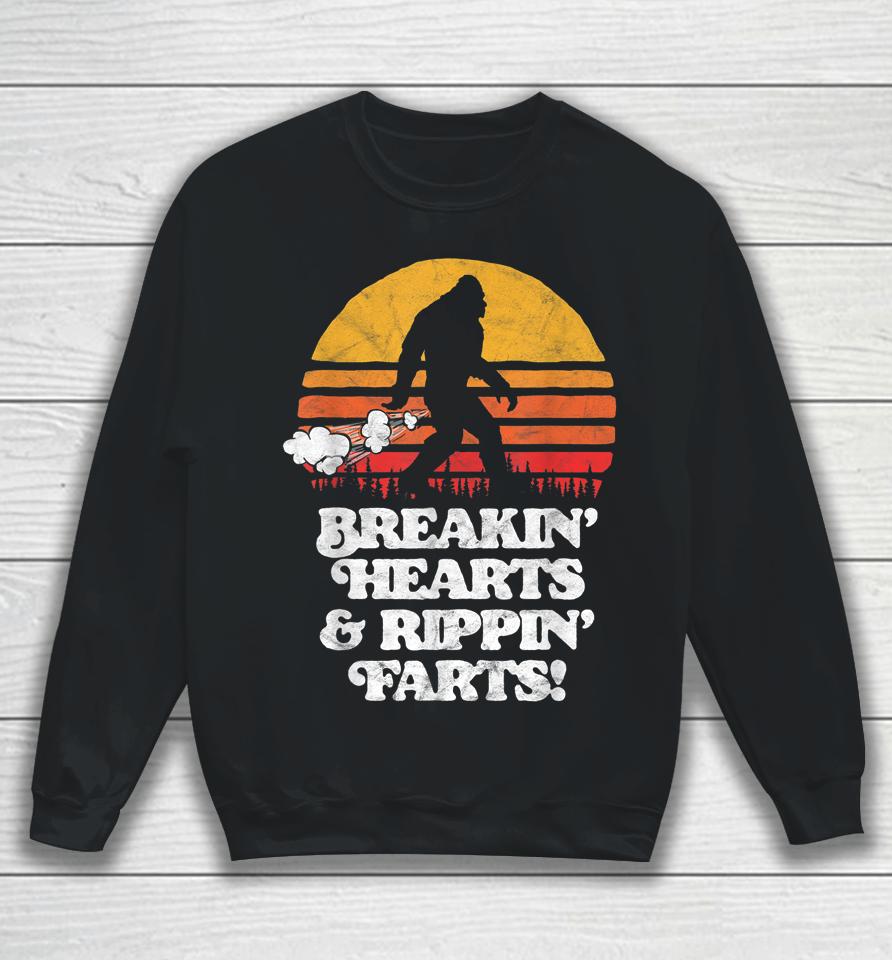 Sasquatch Breakin Hearts &Amp; Rippin Farts! Funny Bigfoot Sun Sweatshirt
