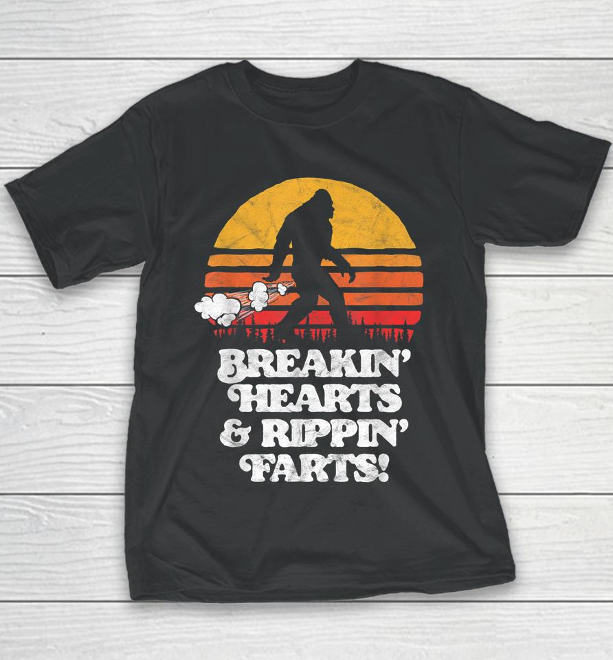 Sasquatch Breakin Hearts &Amp; Rippin Farts! Funny Bigfoot Sun Youth T-Shirt