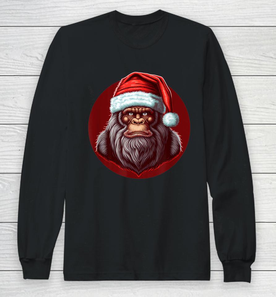 Sasquatch Christmas Santa Claus Xmas Bigfoot Believe Long Sleeve T-Shirt