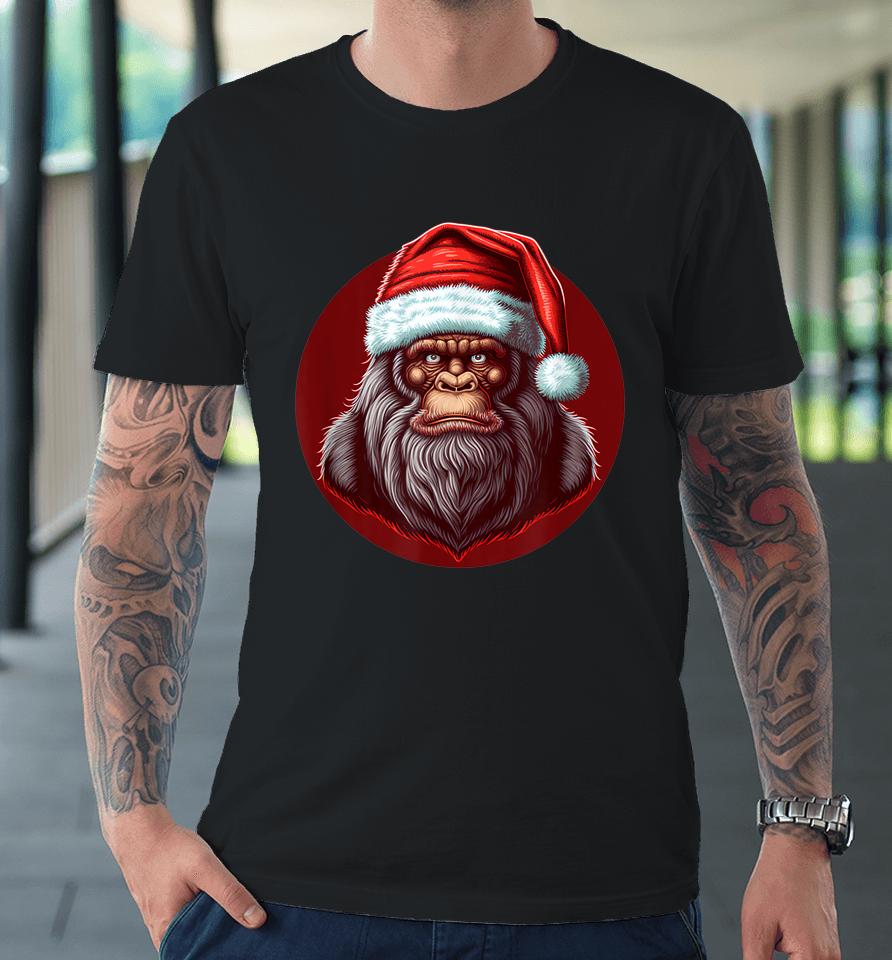 Sasquatch Christmas Santa Claus Xmas Bigfoot Believe Premium T-Shirt