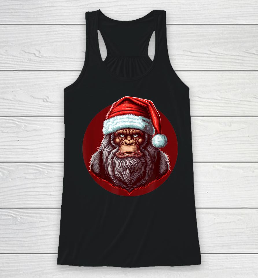 Sasquatch Christmas Santa Claus Xmas Bigfoot Believe Racerback Tank