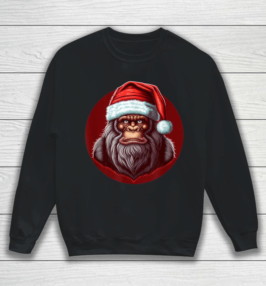 Sasquatch Christmas Santa Claus Xmas Bigfoot Believe Sweatshirt