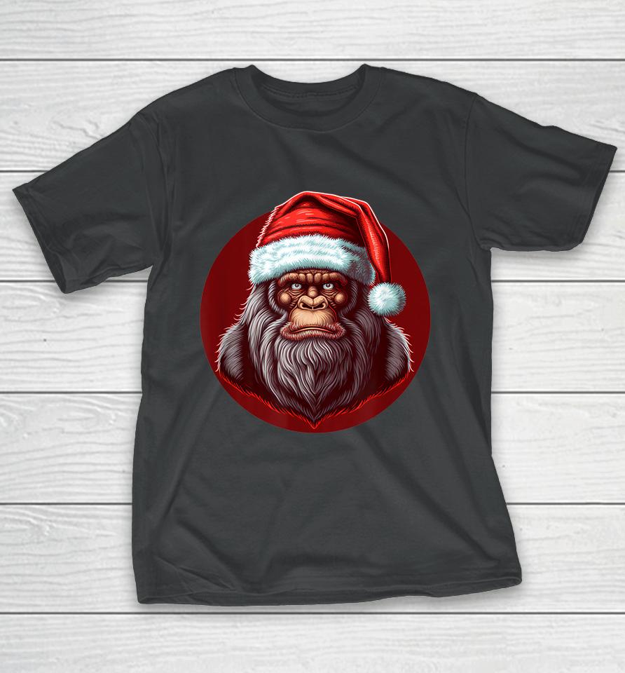 Sasquatch Christmas Santa Claus Xmas Bigfoot Believe T-Shirt