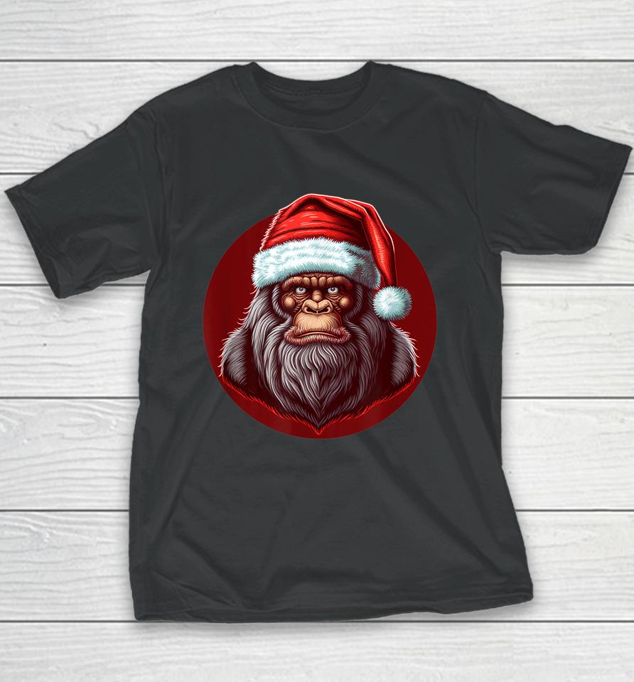 Sasquatch Christmas Santa Claus Xmas Bigfoot Believe Youth T-Shirt