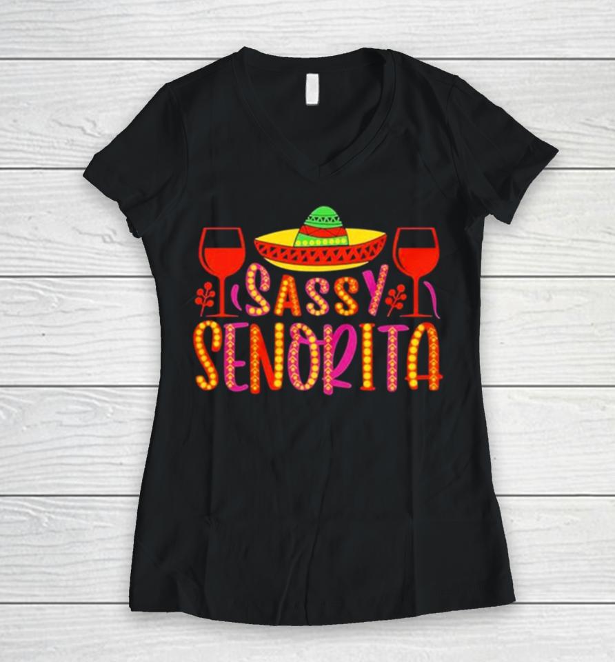 Sassy Senorita Cinco De Mayo Women V-Neck T-Shirt