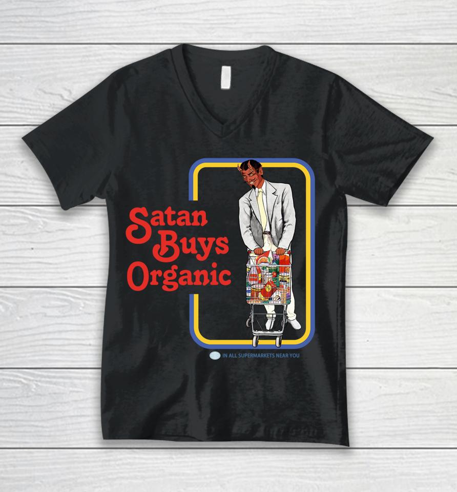 Satan Buys Organic Unisex V-Neck T-Shirt