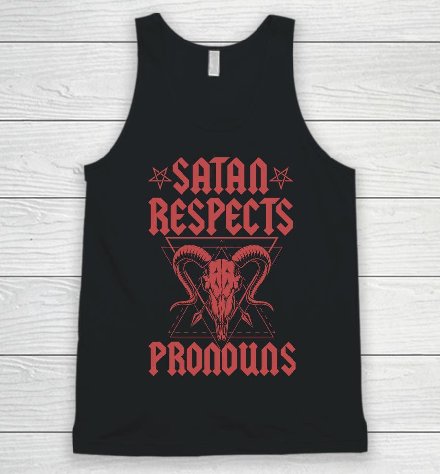 Satan Respects Pronouns Lgbtq Transgender Ally Satanist Unisex Tank Top