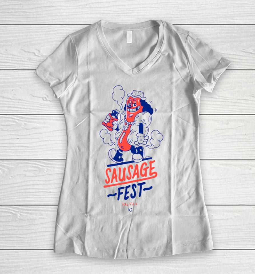 Sausage Fest Halifax Women V-Neck T-Shirt