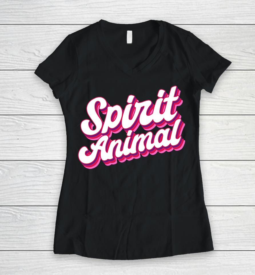 Savagemomlife Merch Spirit Animal Women V-Neck T-Shirt