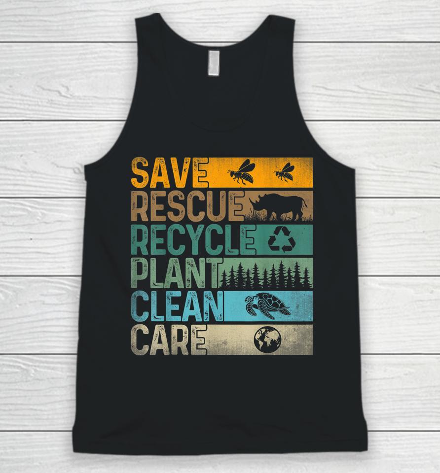 Save Bees Rescue Animals Recycle Plastics Fun Earth Day Unisex Tank Top