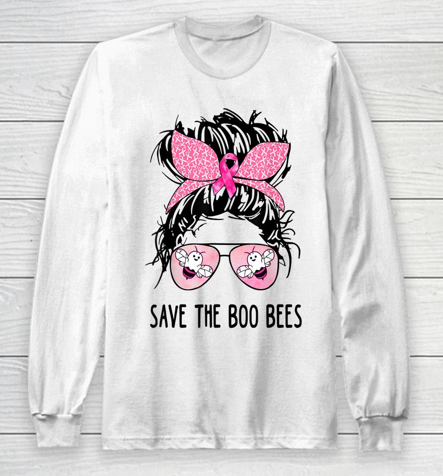 Save The Boo Bees Boobees Breast Cancer Awareness Halloween Long Sleeve T-Shirt