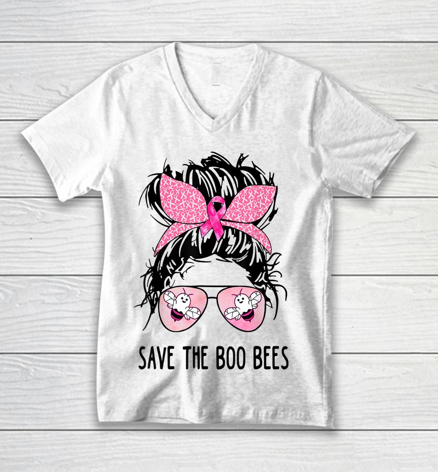 Save The Boo Bees Boobees Breast Cancer Awareness Halloween Unisex V-Neck T-Shirt