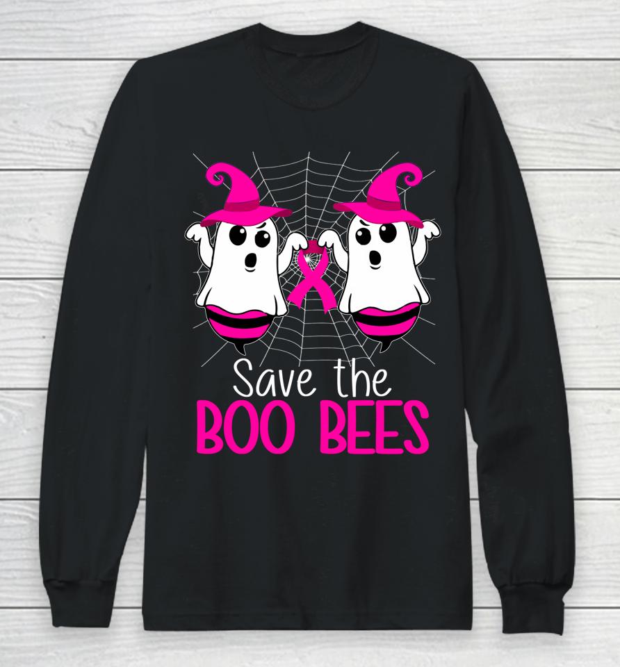 Save The Boo Bees Shirt Breast Cancer Awareness Halloween Long Sleeve T-Shirt