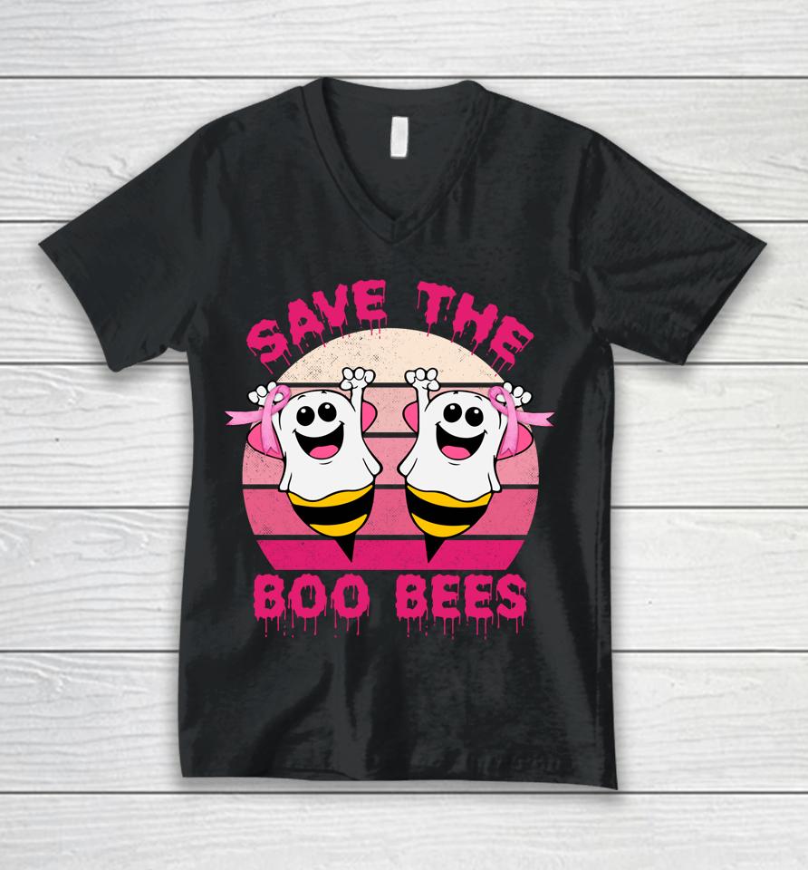 Save The Boo Bees Vintage Breast Cancer Awareness Halloween Unisex V-Neck T-Shirt