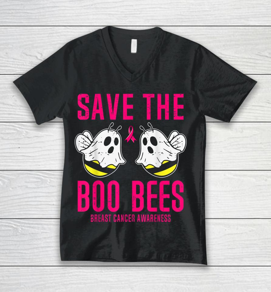 Save The Boobees Boo Bees Breast Cancer Halloween Unisex V-Neck T-Shirt