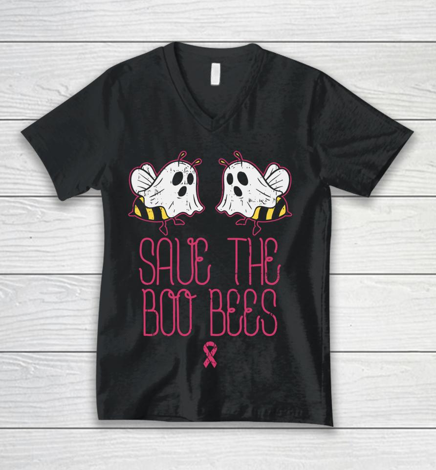 Save The Boobees Boo Bees Breast Cancer Halloween Unisex V-Neck T-Shirt