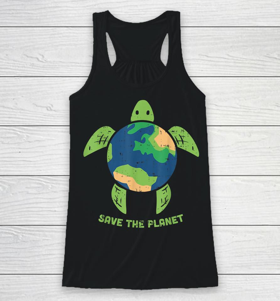 Save The Planet Turtle Earth Day Racerback Tank