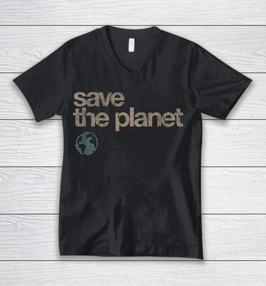 Save The Planet Vintage Earth Day Unisex V-Neck T-Shirt
