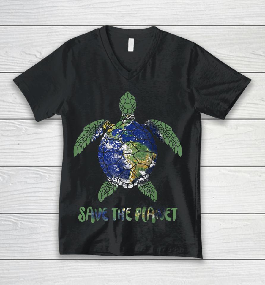 Save The Planet World Earth Day Environmental Unisex V-Neck T-Shirt