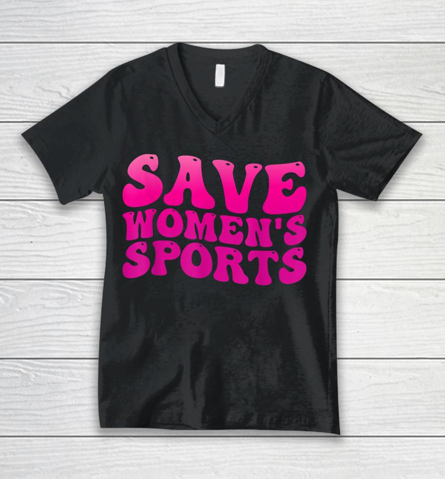 Save Women's Sports Act Protectwomenssports Support Groovy Unisex V-Neck T-Shirt