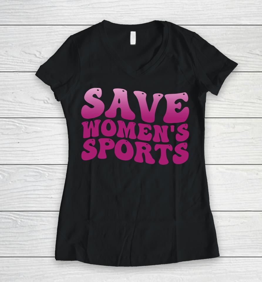 Save Women's Sports Women V-Neck T-Shirt