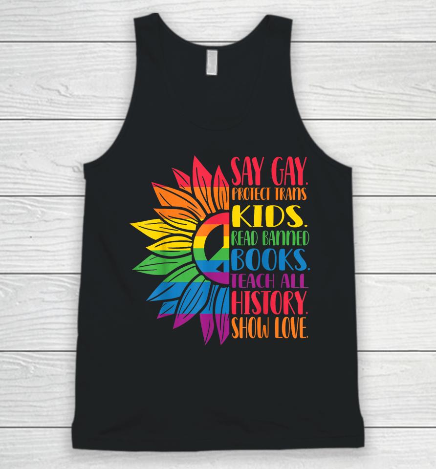 Say Gay Protect Trans Kids Read Banned Books Pride Month Unisex Tank Top