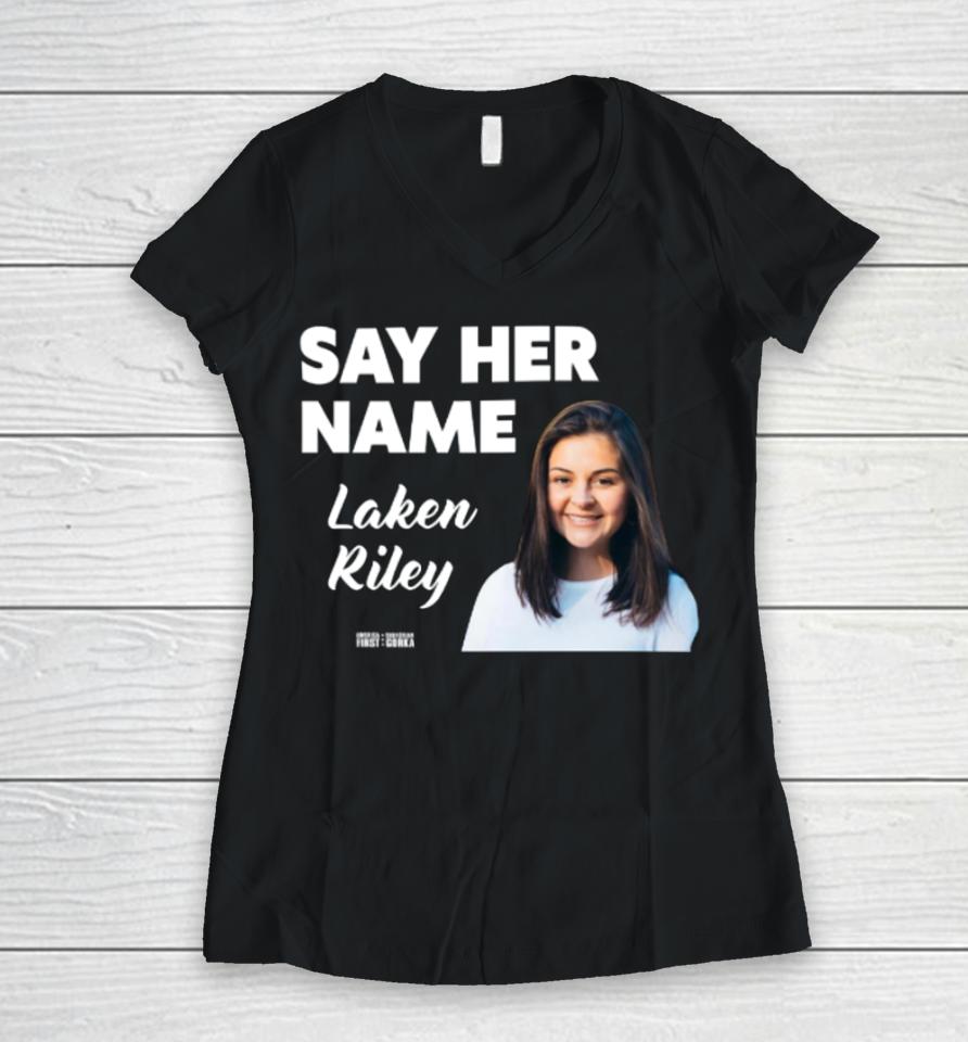Say Her Name Laken Riley Women V-Neck T-Shirt