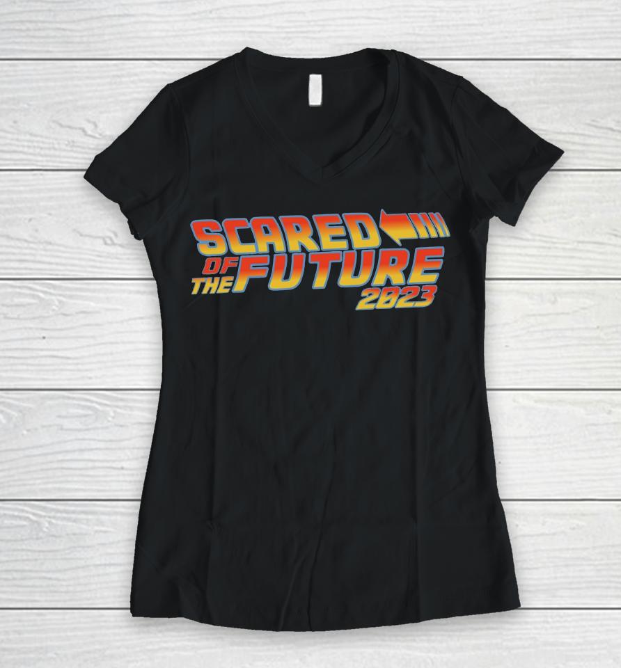 Scared Of The Future Logo Women V-Neck T-Shirt