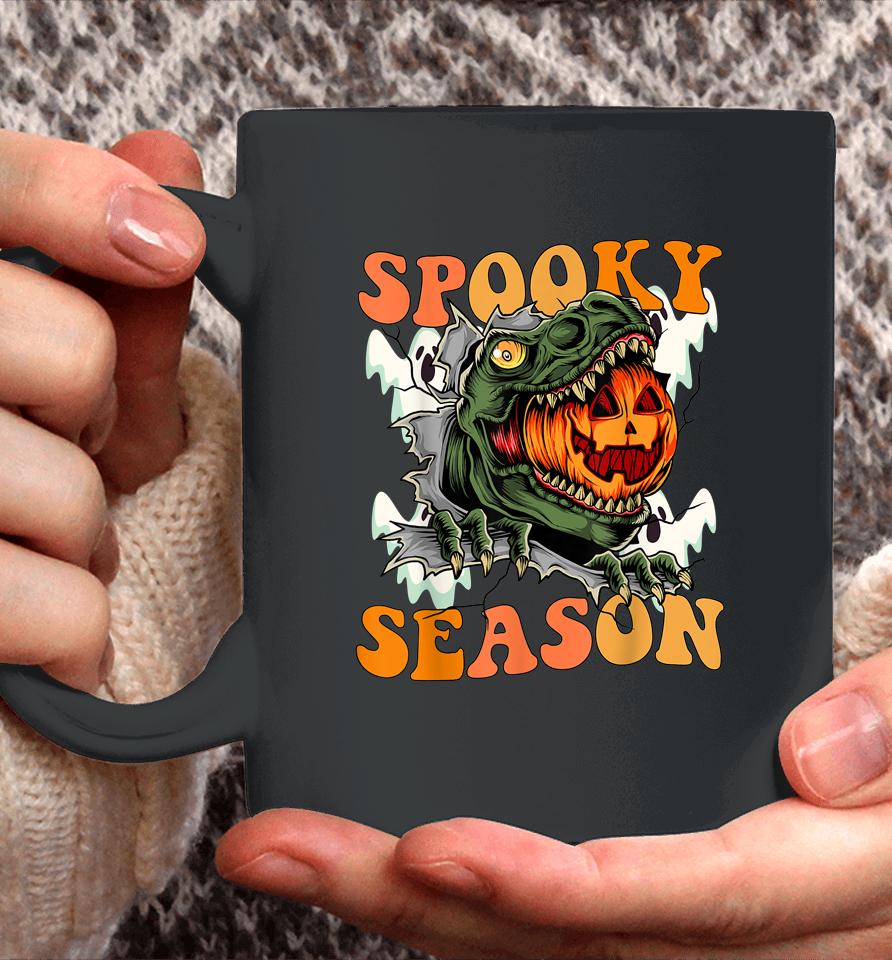 Scary Dinosaur Funny Pumpkin Spooky Season Happy Halloween Coffee Mug