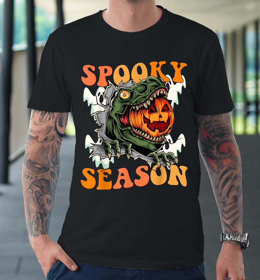 Scary Dinosaur Funny Pumpkin Spooky Season Happy Halloween Premium T-Shirt