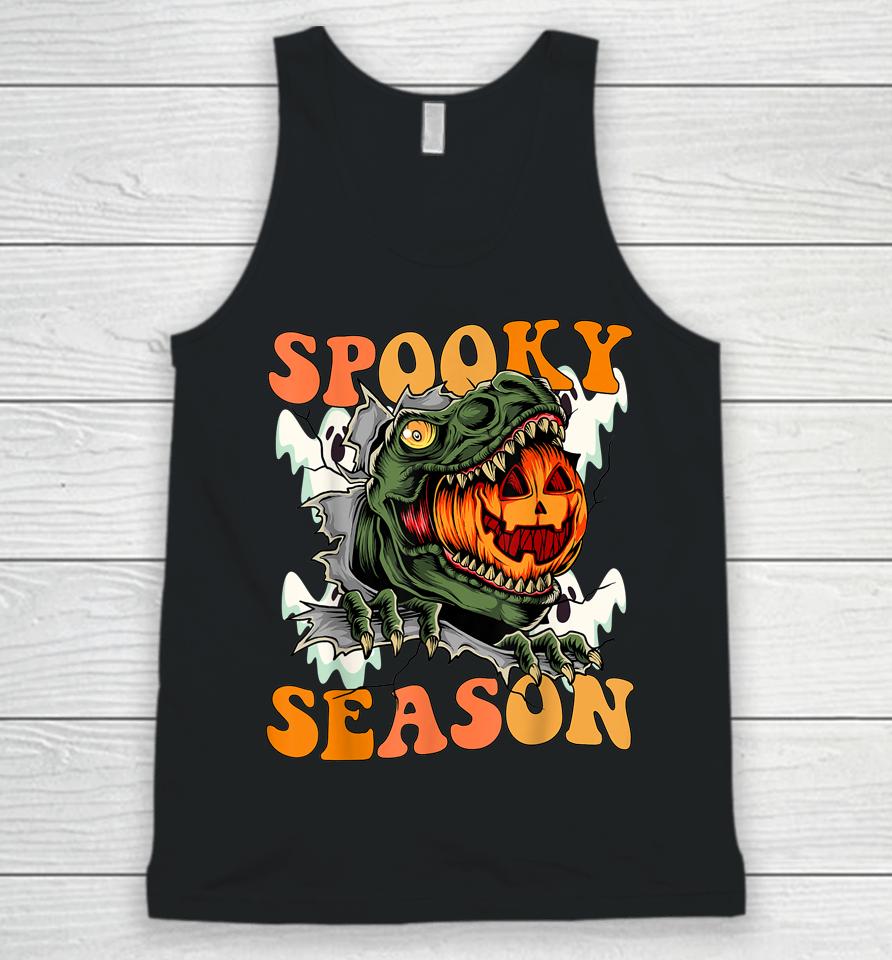 Scary Dinosaur Funny Pumpkin Spooky Season Happy Halloween Unisex Tank Top