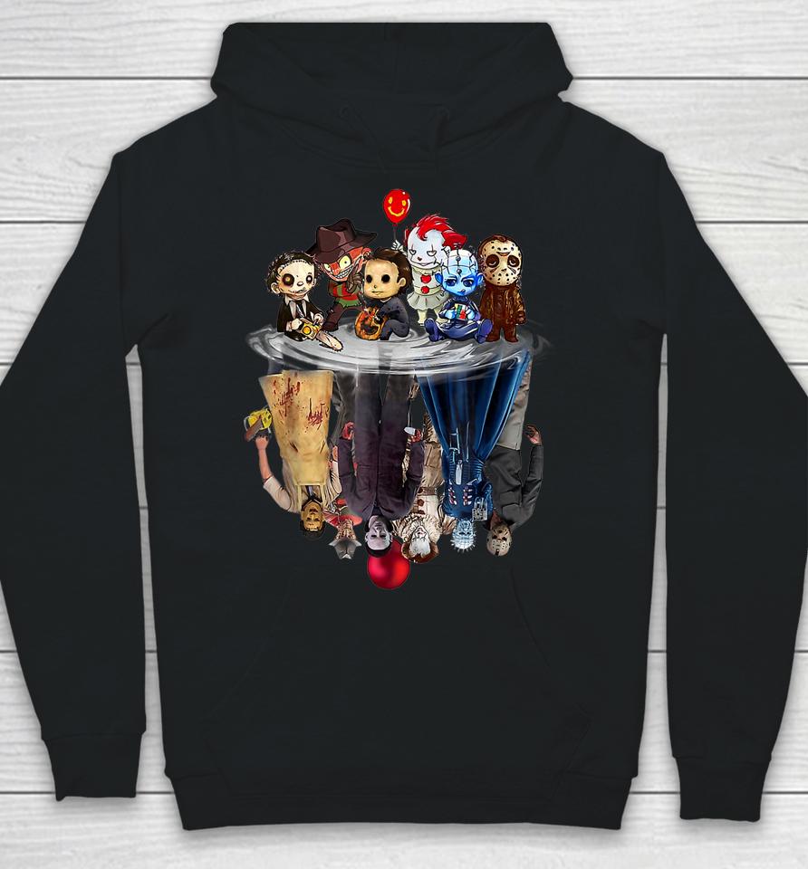 Scary Horror Movies Chibi Character Water Reflection Hoodie