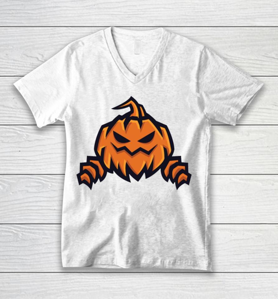 Scary Pumpkin Halloween Unisex V-Neck T-Shirt