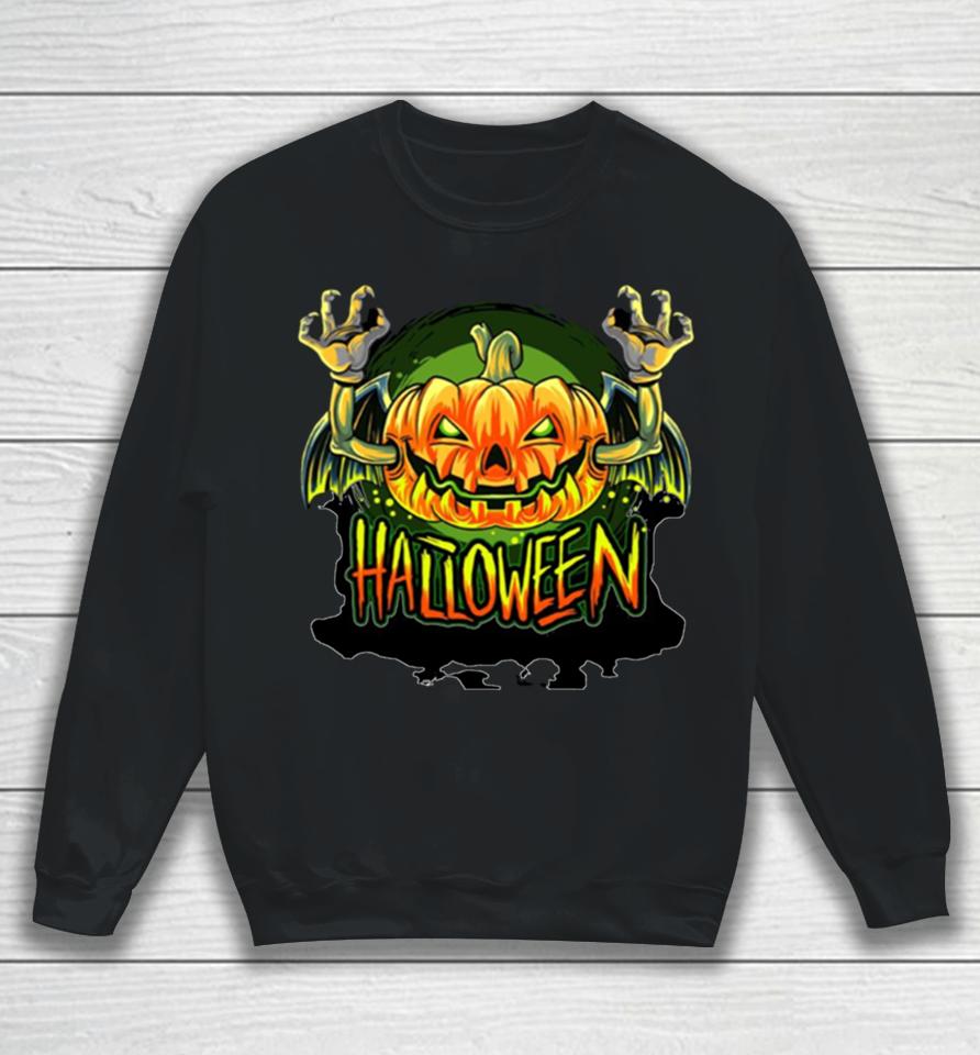 Scary Pumpkin Head Halloween Sweatshirt